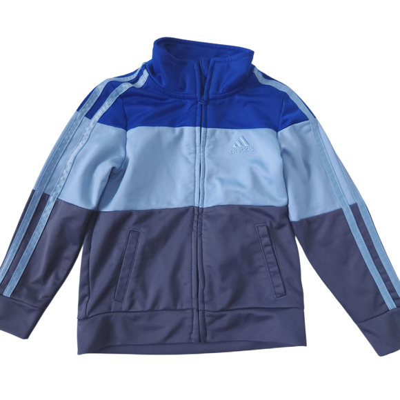 Adidas 3T Toddler TRACK JACKET Boy or Girl, Zip Up Coat Blue - Picture 1 of 3